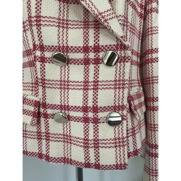 New Zara Glen Plaid Tweed Double Breasted Crop Blazer Jacket - Picture 7 of 11